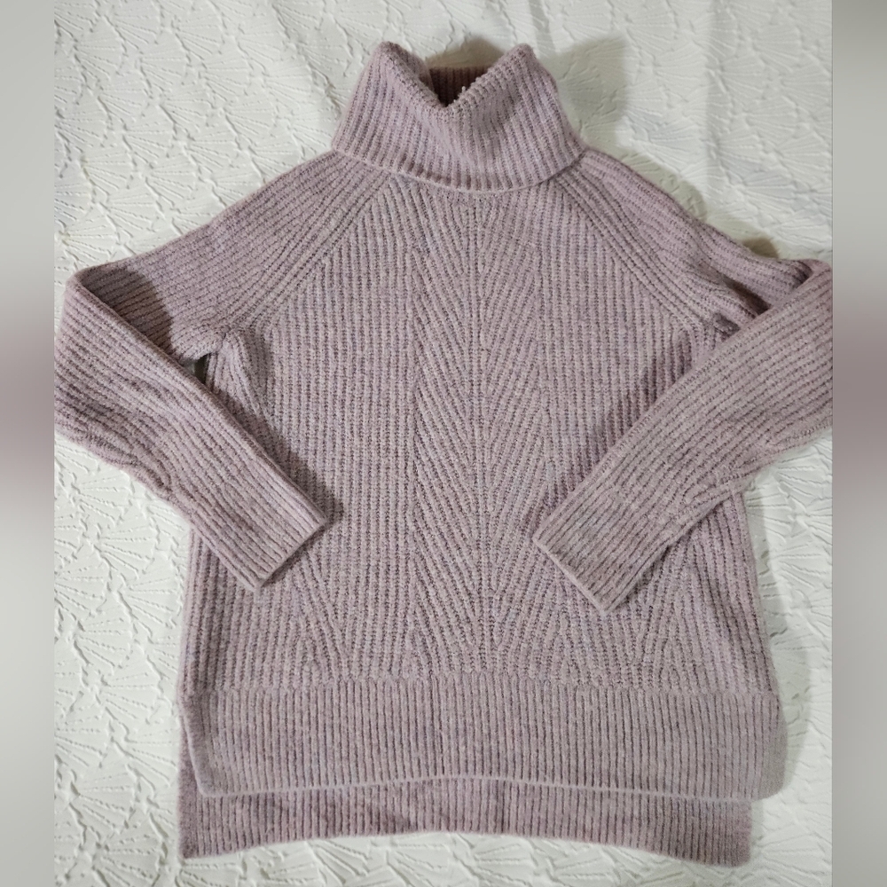 Madewell Women's Ribbed Turtleneck Sweater - Lavender Size XS